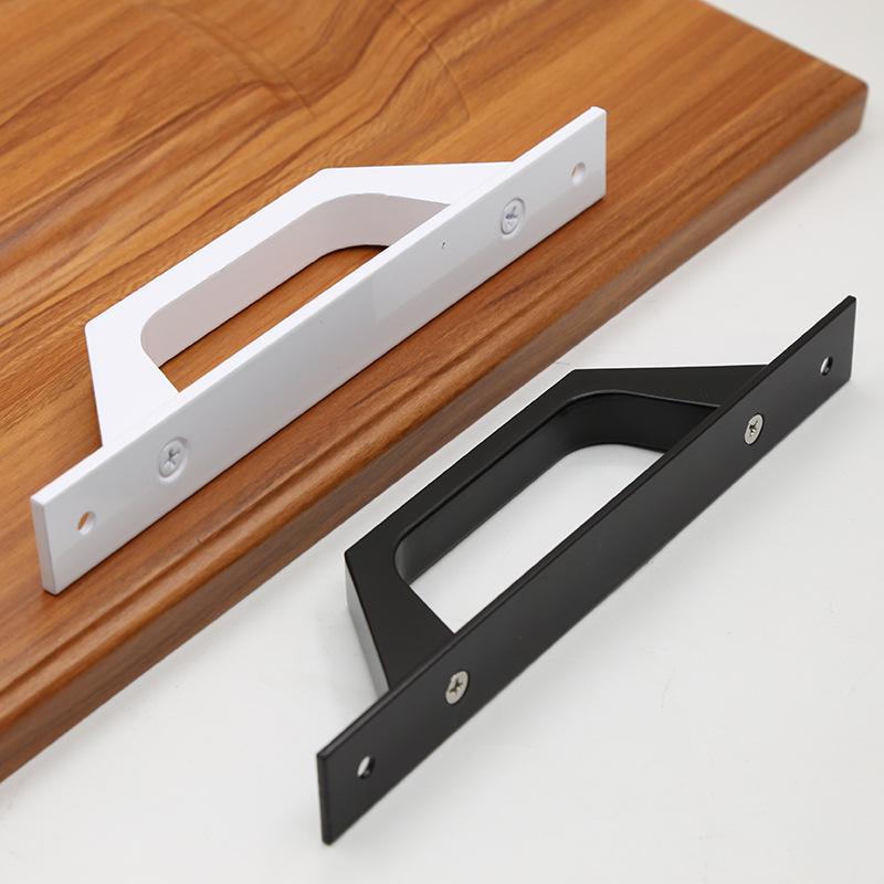 Black Sliding Barn Door Handle - No Punching Required