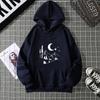 Autumn Winter Crescent Moon Pendant Printed Hoodie Sweatshirt Unisex Casual Style Top Korean Trend Couple Matching Shirt CYXX335