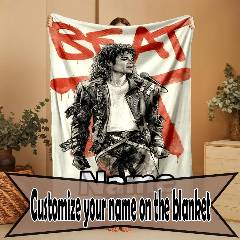 Coperta Personalizzata con Nome Michael Jackson, Arredamento Casa, Camera da Letto, Divano, Campeggio, Divano, Regali per Compleanno Natale