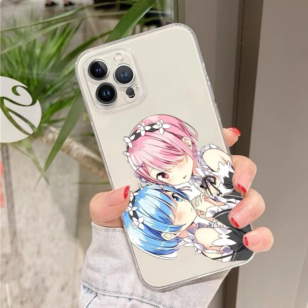 ReZERO Ram Rem Anime Phone Case Silicone Soft for Iphone 16 15 14 13 12 11 Pro Mini XS MAX Plus X Cover