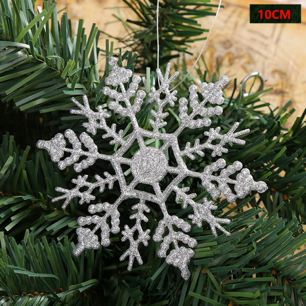 12Pcs Plastic&Glitter White Christmas Tree Decor for Xmas Charming