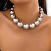 Vintage Big Beads Choker Necklace For Women Girls Exaggerated Clavicle Chain