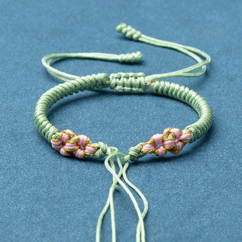 Ręcznie robiona tkana bransoletka z węzłem brzoskwiniowym na sznurku - DIY Szczęśliwy jadeitowy sznurek pleciony ręcznie w stylu chińskim