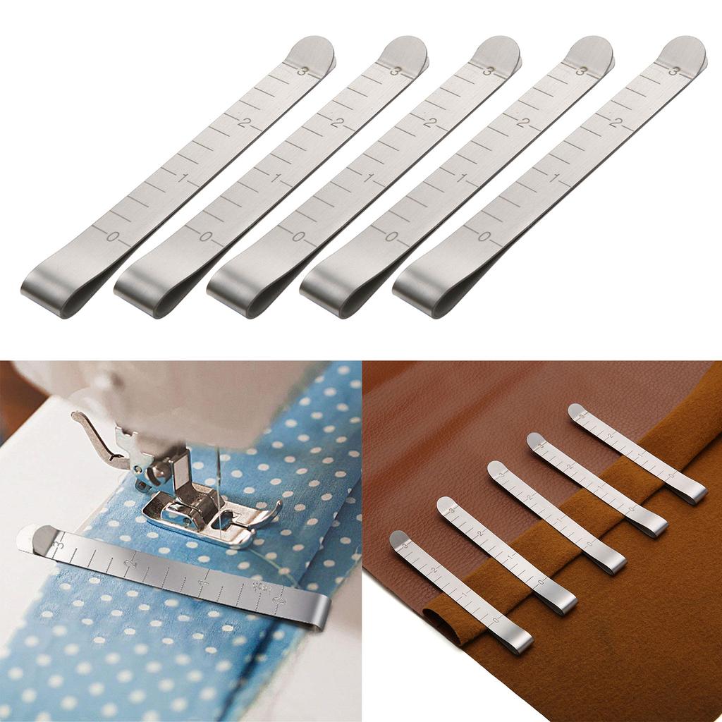 Set of 5 Ruled Hemming Clips 3 Inch Sewing Clips Quilting Marking Accessories for Fabric Binding Hemming Machine Sewing