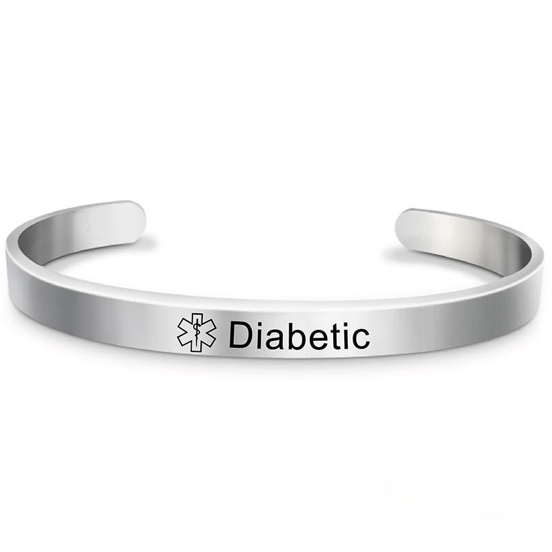 C Náramek Nerezová ocel Hvězda života Lékařské logo Diabetický varovný náramek
