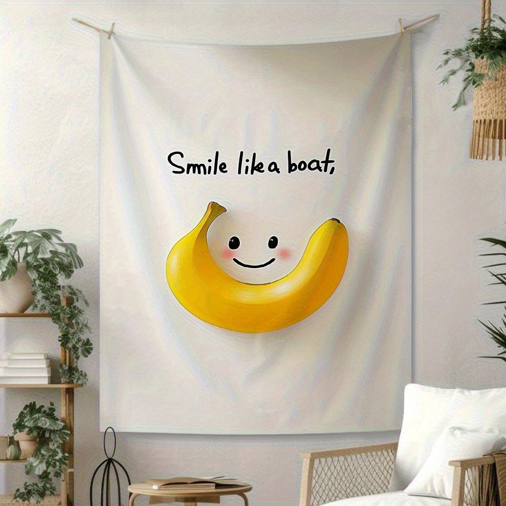 

smiling face banana Digital printing polyester wall tapestry suitable for use in living rooms bedrooms offices bars and party 74x94cm(29x37in)