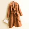 100% Wool Women Coat Autumn Woolen Coat Winter Wool Long Coats Cashmere Overcoat Belt Oversized