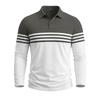 Men Striped Color Block Long Sleeve Polo Shirts Autumn Turn-Down Collar Patchwork Tops Casual Daily Golf T Shirts