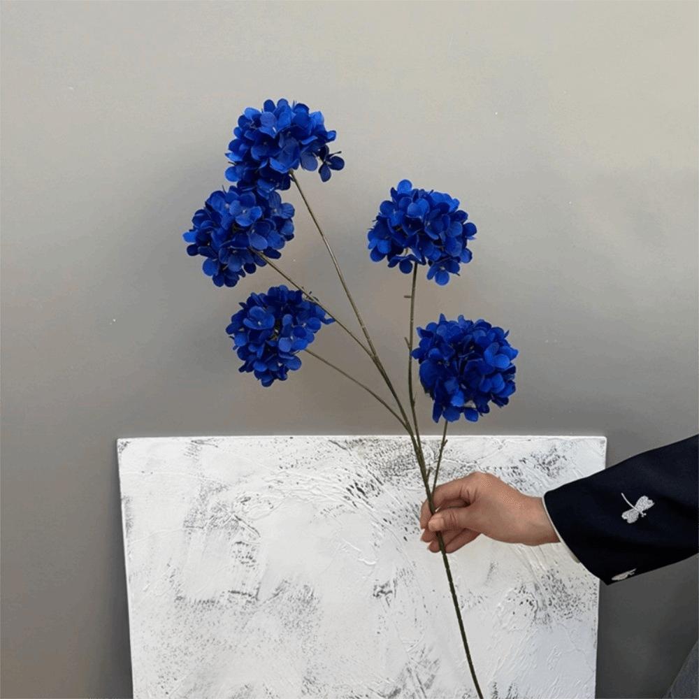 

5 Heads Artificial Faux Plants Snowball Viburnum Faux Silk Flower Wedding Decoration темно-синього кольору