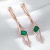 Square Green Natural Zircon Long Drop Earrings For Women Fashion  Rose Gold Accessories Wedding Party Daily Jewelry