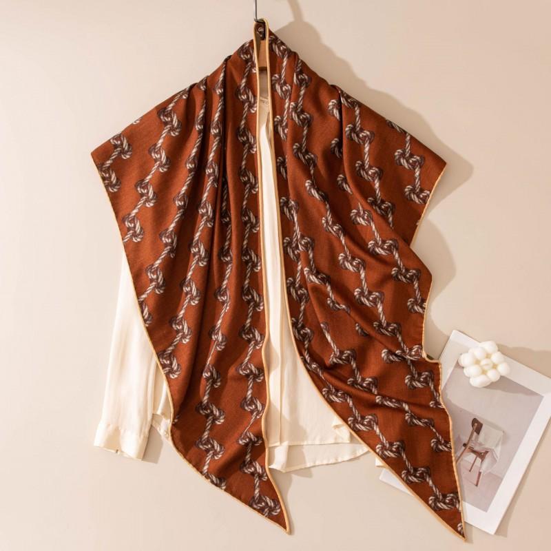 Double-sided Printed Silk Wool Scarf Elegant Triangle Shawl Office Sun Protection