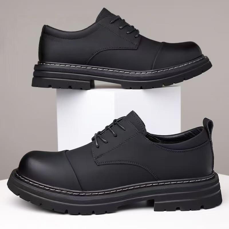 New Spring and Autumn Men's Leather Shoes Business Dress Groom British Office Trendy Men's Shoes Round Head Leather Shoes