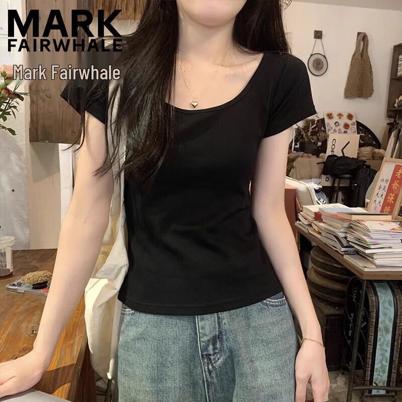 Mark Fairwhale Women's Double U-neck Slim Fit Short Sleeve T-shirt