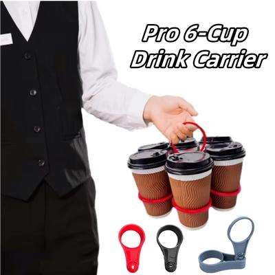 Portabevande Riutilizzabile Pieghevole a 6 Strati Portabicchieri Riutilizzabile con Manico Esterno Portatile Portabicchieri da Caffè Strumento da Bar per Feste