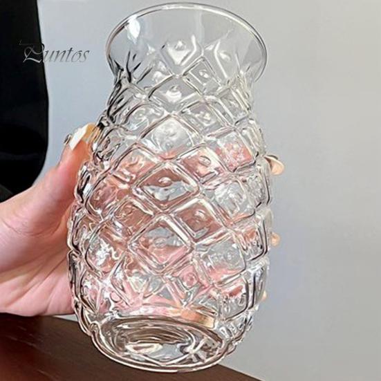 Cold And Hot Drink Glass Pineapple Embossed Cup, 480ml Juicer Tumbler for Drinks, Soda Retro Textured Water Coffee Home Bar, Vintage Gift Women