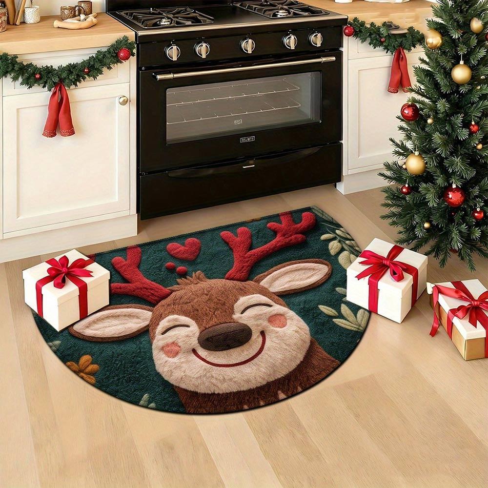 

Water-absorbing Christmas Door Mat Santa Claus Design Gingerbread Man Pattern Bathroom Mat Christmas Decor Door Carpet