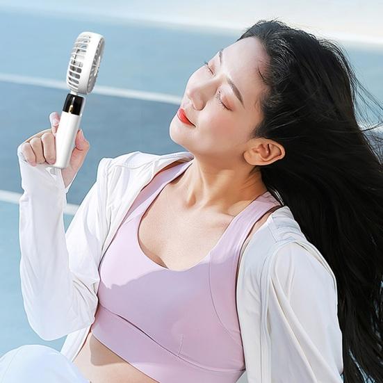 Portable Handheld Fan with Digital Display 90-degree Adjustable 5 Speeds Low Noise Foldable Design Personal Fan