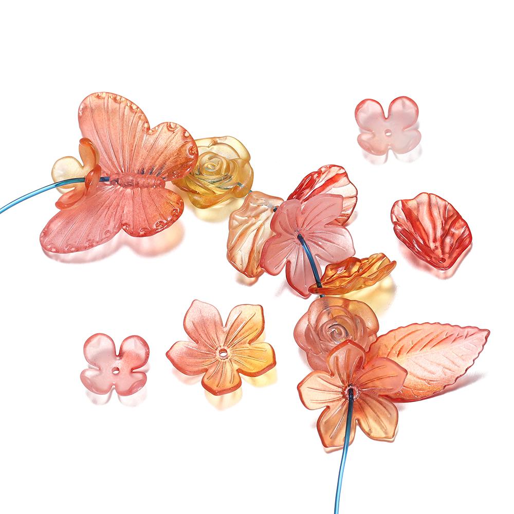20g/Lotto Perline Miste Foglie Fiori Farfalla Perline Distanziatrici Acriliche per Creazione Gioielli Braccialetti Fai da Te Accessori Forniture