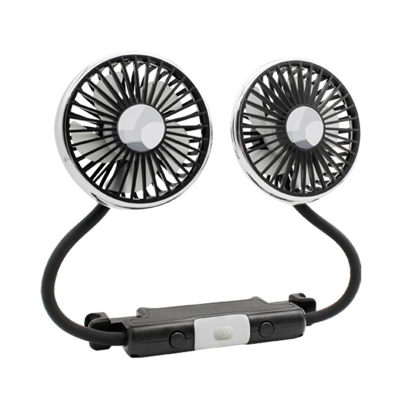 Car Mounted Fan for Rear Use, USB Dual Head Small Electric Fan Double ended hose fan чёрный