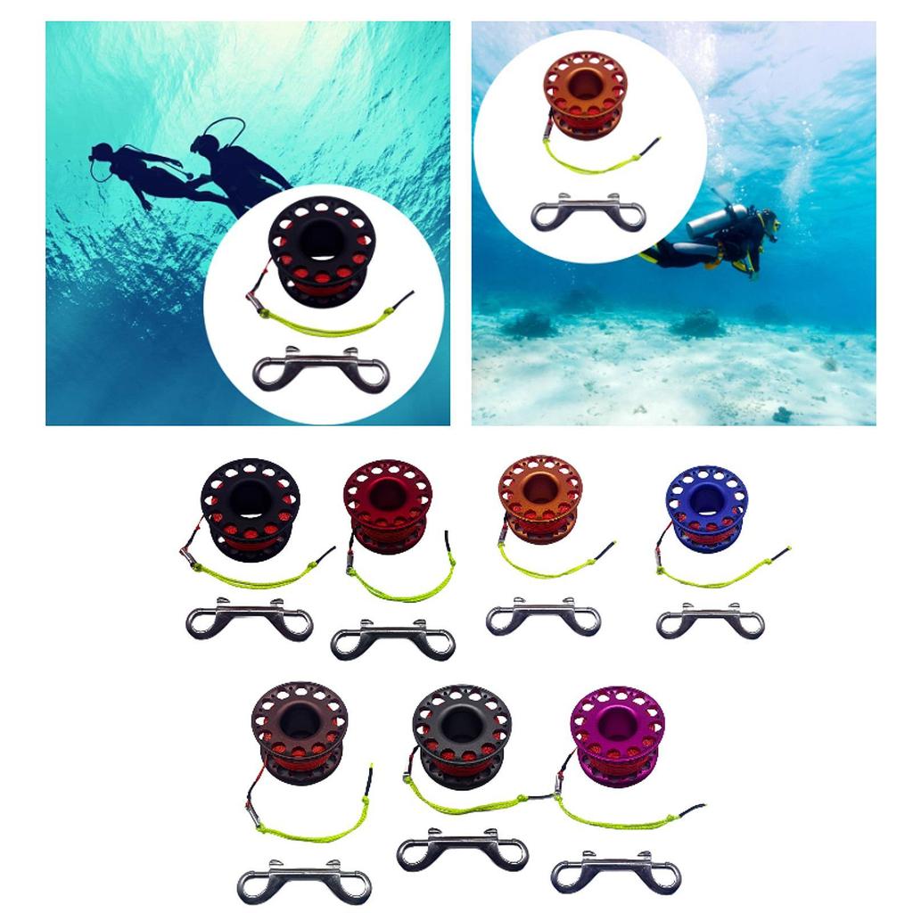 Diving Reel with Double End Bolt Snap Clip, Reel, Portable Spool for Accessories