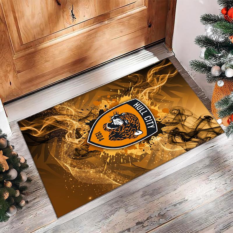 Tappeto in Velluto di Cristallo con Stampa Calcio Hull City, Comodo Assorbente d'Acqua Antiscivolo Tappeto per Pavimento Interno