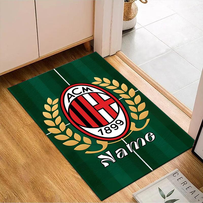 Custom Name Milan Team Crest Rug Game Carpet, Floor Mat for Bedroom Living Room Entryway Rug, Home Decor Idea Gift for Christmas Birthday