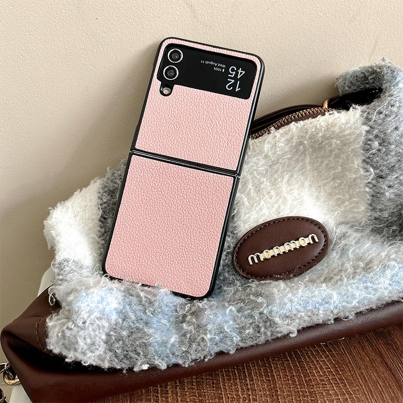 Leather Solid Color Mobile Phone Case for Samsung Zflip6 Clamshell Folding Screen Findn2Flip Hard Shell Xflip