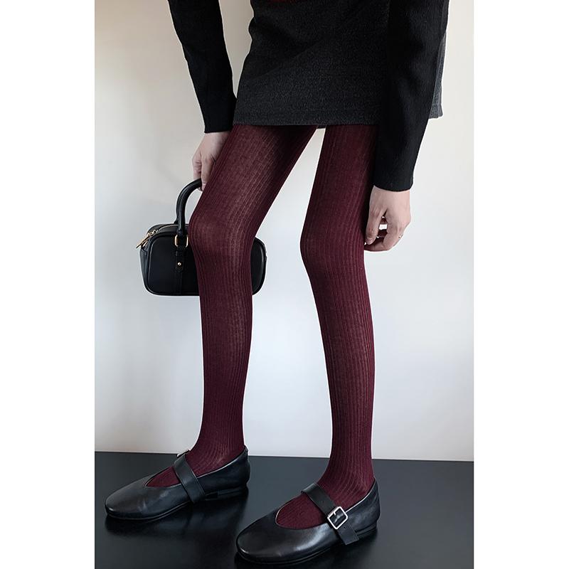 

Y2K Girls Knitted Striped Tights Women Autumn Winter Basic Casual Streetwear Pantyhose New Stocking For Women One Size