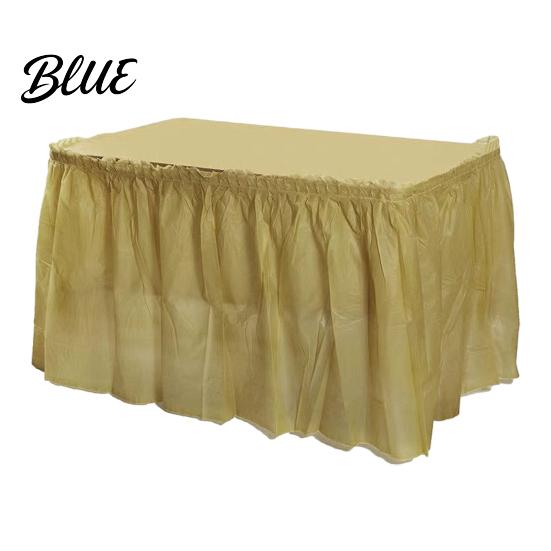 Birthday Party Table Plastic Fine Adhesive Strip Waterproof with Skirt Disposable 420x70cm Heavy-Duty Dining Cover
