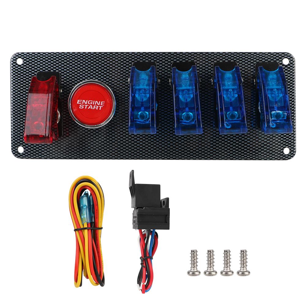 12V Rocker Switch Panel Light Toggle Racing Car Starter Ignition Start Stop Push Button LED Indicator ATV Vehicles Accessories Relays 5
