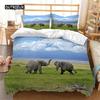Green Grass Elephant Duvet Cover Set Microfiber Safari Animals Bedding Twin Double Bedroom Decor