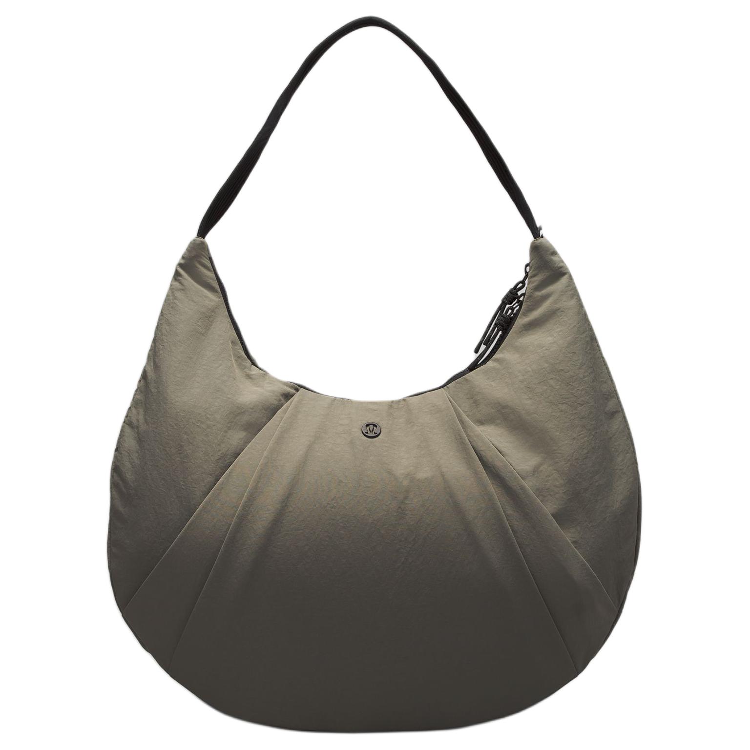 Lululemon Pleated 10L Brand Logo Zipper Closure Fabric Croissant Bag Women Shoulder Bag Green-Gray Black LW9EJRS-247083 Green  & Gray  & Black