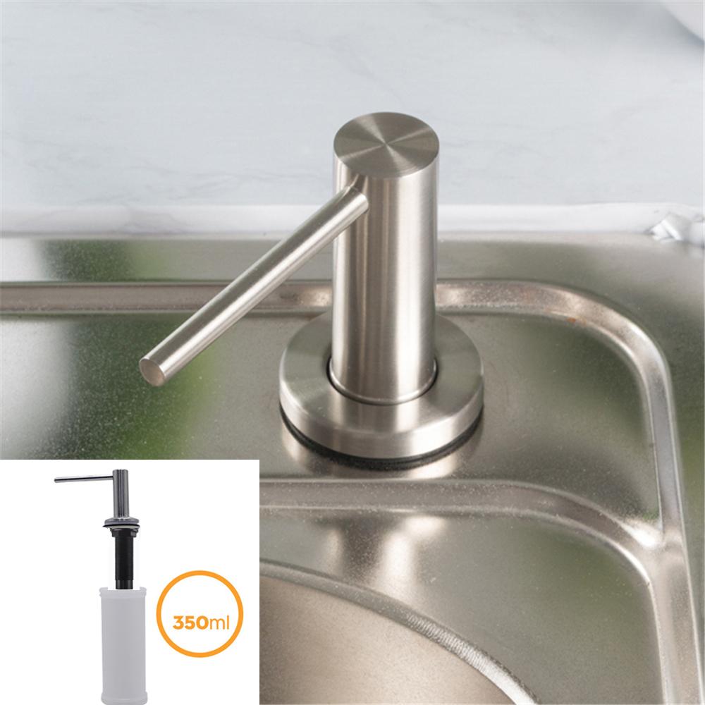 Seifenspender aus Edelstahl für die Küchenspüle, schwarzer ABS-Spender, Spender für Spülmittel, Flüssigseife, Lotion, integriertes Design