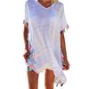 Women Tassel Dress Summer V Neck Ladies Blouse Shirt Swimming Tops Striped Bikini Cover Up
