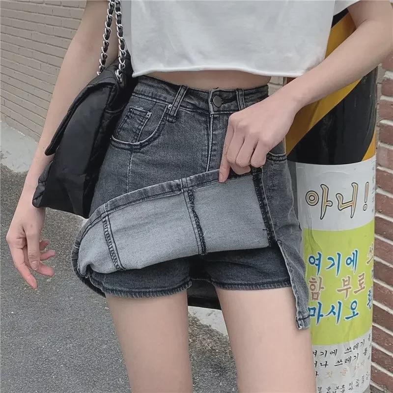 Korean Chic High Waist Denim A-Line Skirt - Women's Summer Retro Style