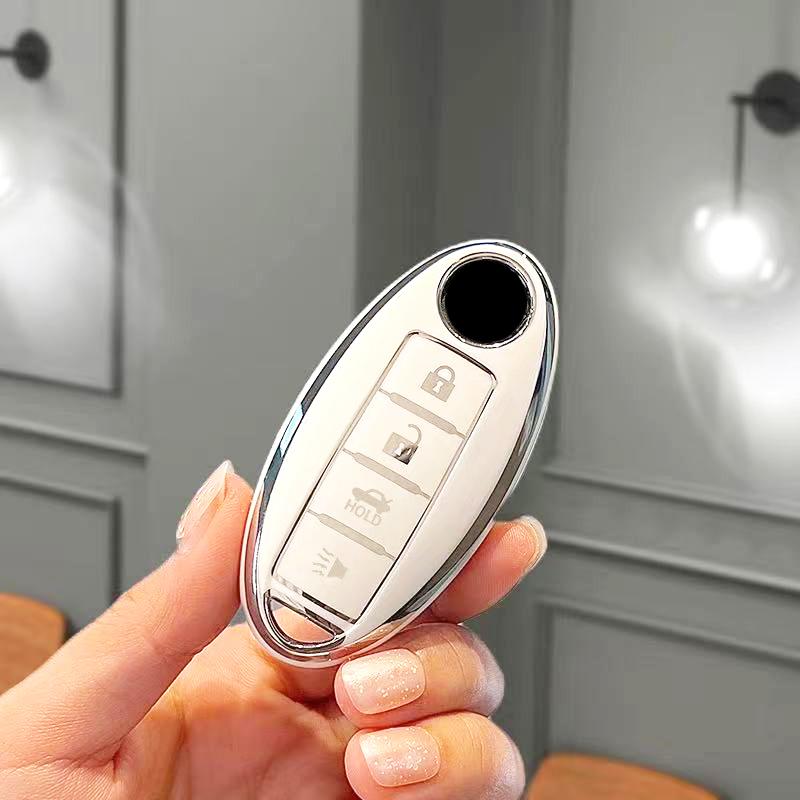 

4/5 Buttons Shell Key Cover Case For Nissan X-trail Xtrail T32 Juke Qashqai J11 J10 Tiida Versa Leaf Micra K12 Note Patrol 4A button key cover білий