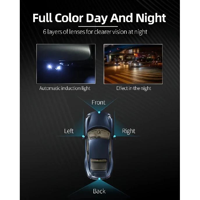 360° Rotating Car Multi-function Camera with Night Vision, 2LED, CCD, Backup Camera for CVBS Display- Front/Right/Left/Rear View