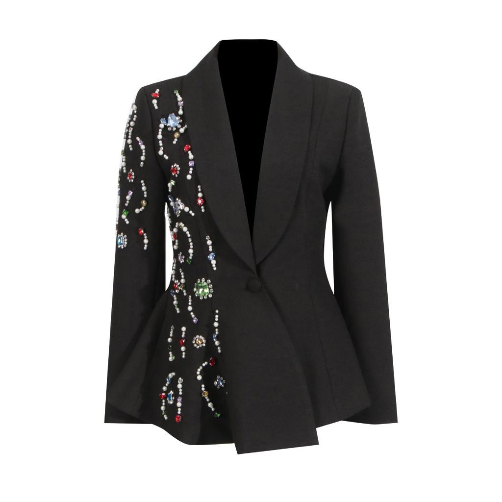 Eleganter Damen Slim-Fit Blazer - Frühjahrskollektion 2026 mit buntem Strass-Design