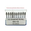 10pcs High Quality Dental Diamond Burs Drill for Teeth Whitening Polishing High Speed Handpiece Dental Burs FG 1.6M EX-12