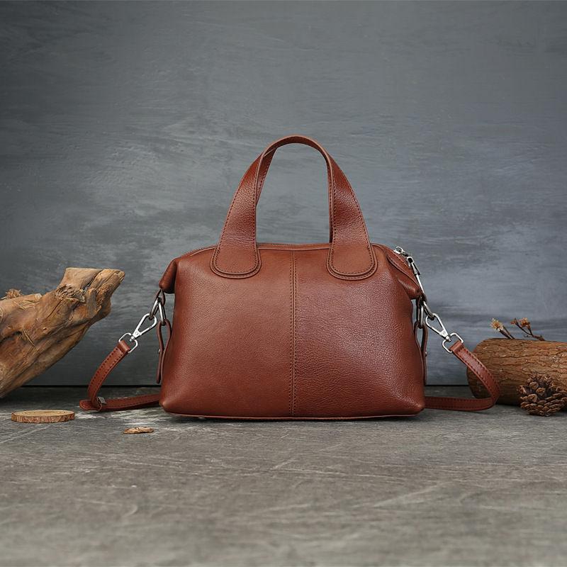 

Genuine Leather Women Clutch Bags Vintage Design Handbags for Ladies Fashion Shoulder Crossbody Bags Purse 28*20*13cm коричневий