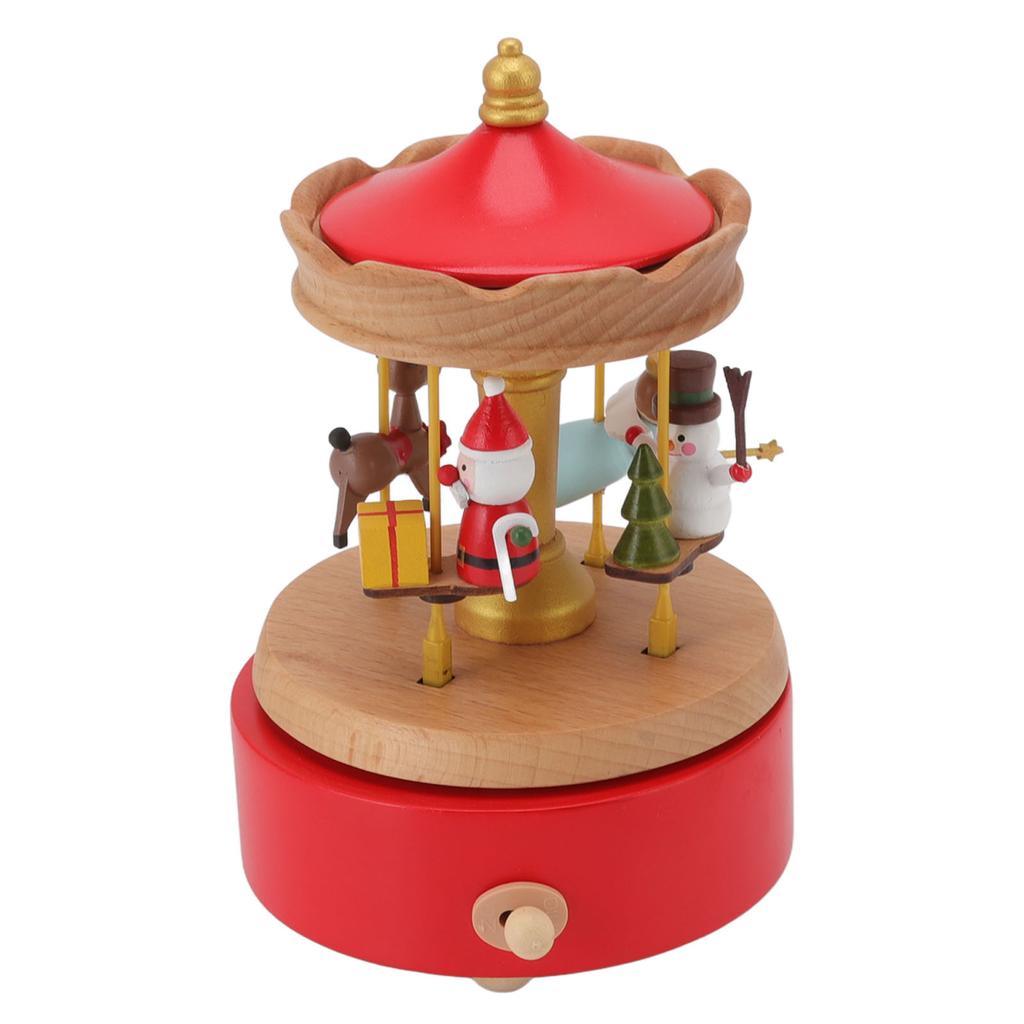 Christmas Music Box Wood Carousel Delicate Clockwork Musical Box Decoration Gifts