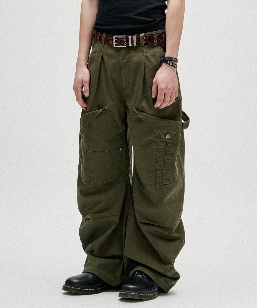 NOT4NERD Flap Pocket Curved Cotton Pants - Khaki