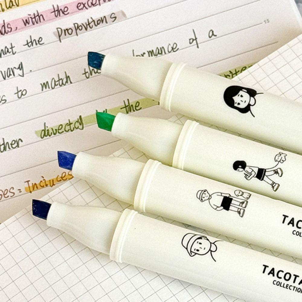 4pcs School Office Supplies Fluorescent Pen Hand Account Highlighter Marker  Learning Prize