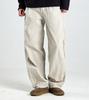 Beoteunseoul Utility Curved Cotton Elastic Waist Pants (Ivory)