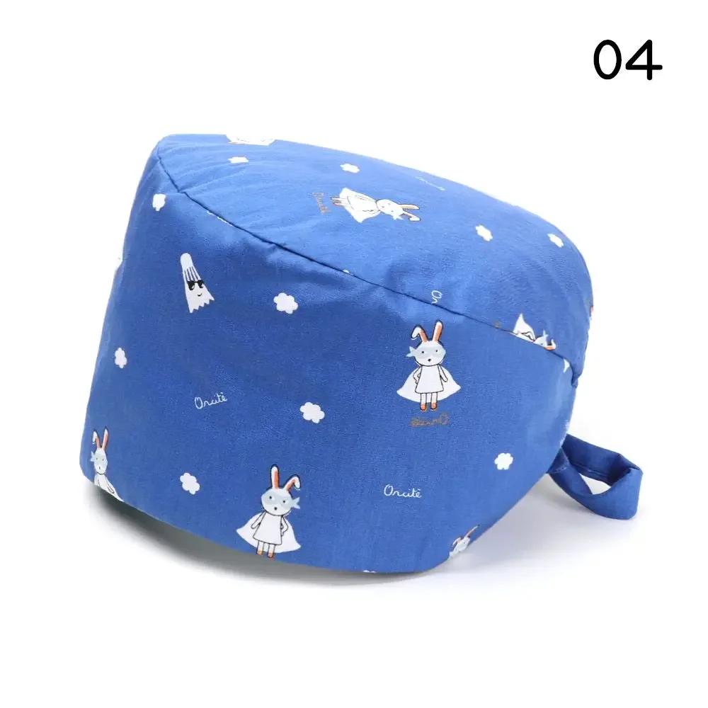 Adjustable HeadCover With Sweatband Men Women Bouffant Hat Pure Colour Cotton Hats Surgical Scrub Cap