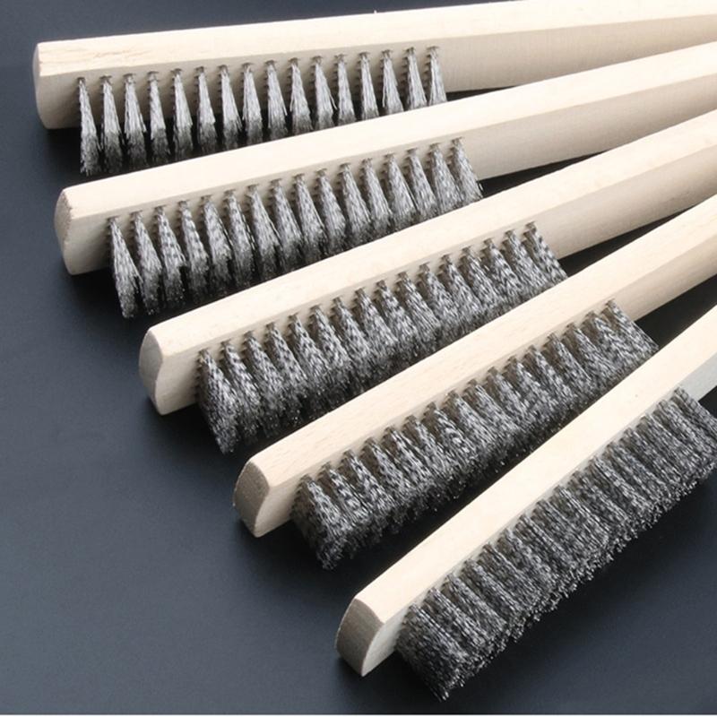 Wire Scratch Brush with Wooden Handle, Handle Wire Brush Set for Cleaning