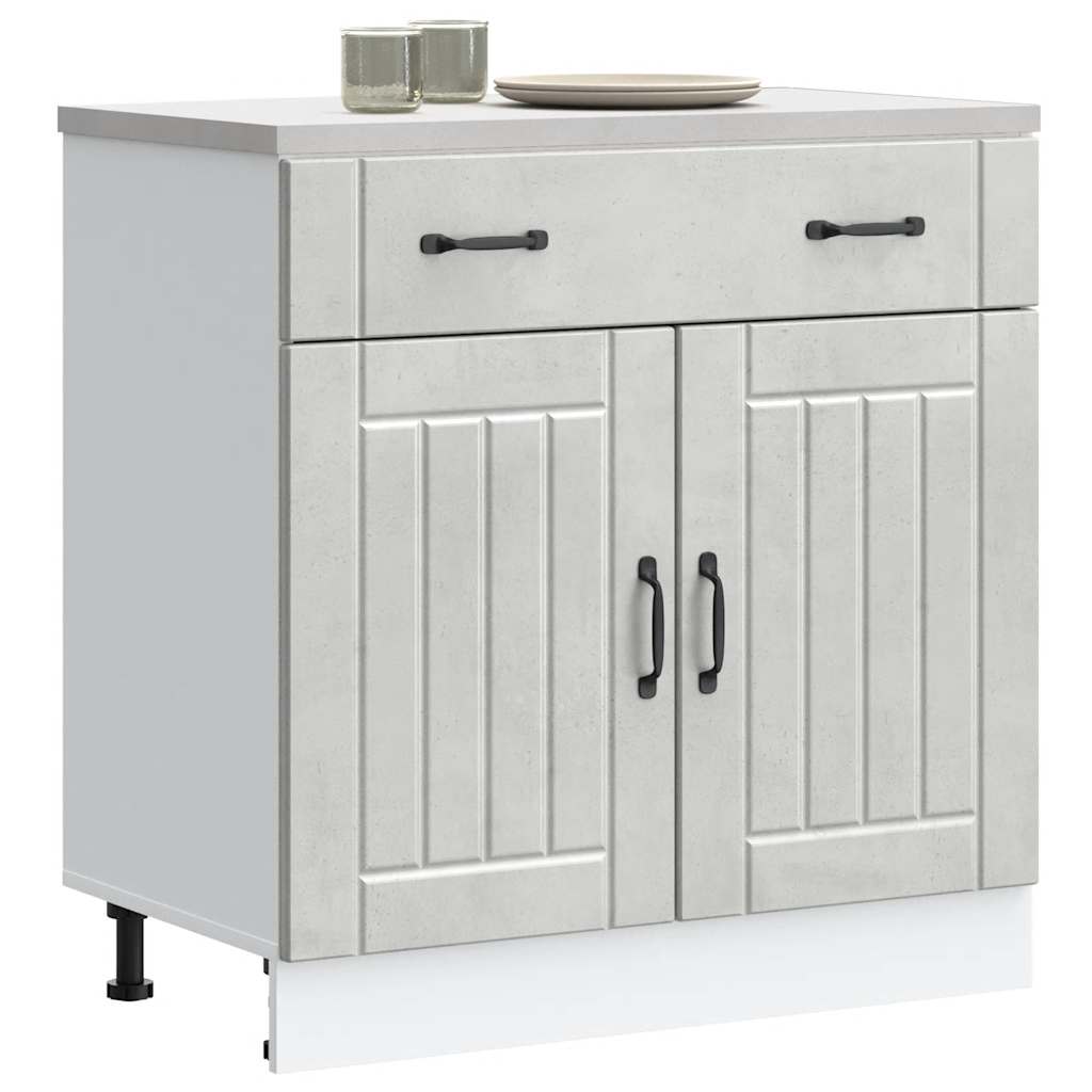 Kitchen Base Cabinet "Lucca" Concrete Gray Glued Wood