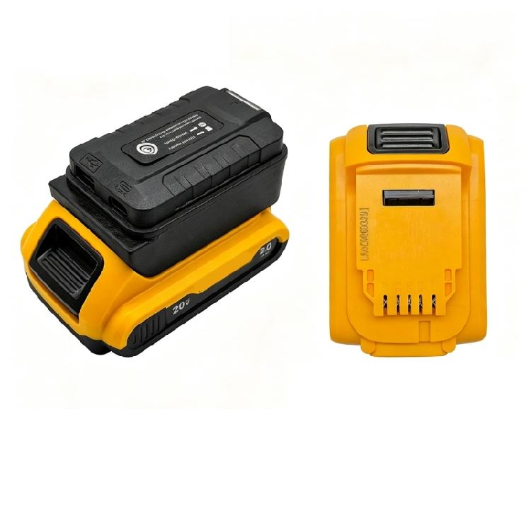 Battery Adapter with Slide-On Battery Dock, 21V Input to 5V Output, LED Work Light, and Button Control for Home and Field Work Use