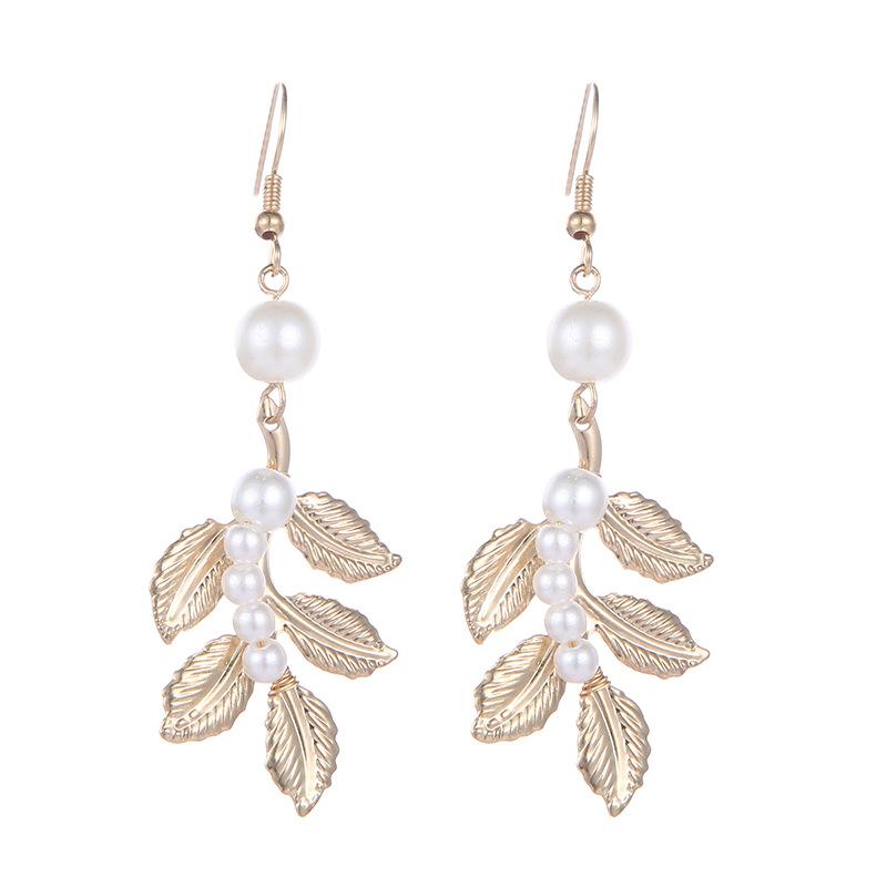 Fashion Pearl Leaf Earrings, Baroque Bridal Jewelry, Greek Muse Earrings