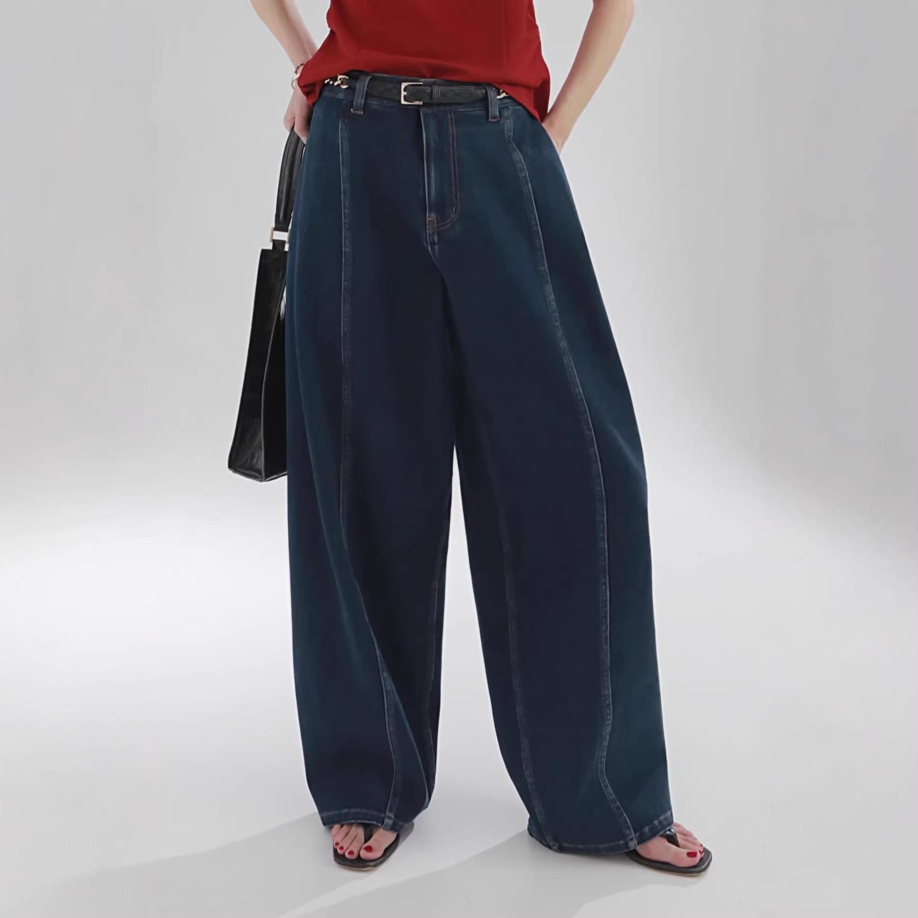 Early Spring Women s Retro Gradient Patchwork Wide-Leg Jeans - Trendy High Street Scythe Pants XL